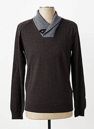 Pull stretch manches longues marron IZAC homme
