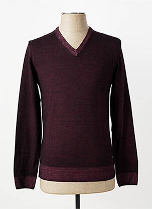 Pull col v manches longues rouge IZAC homme
