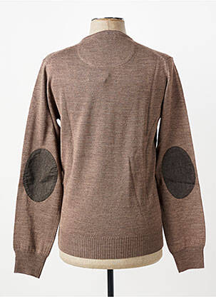 Pull col v manches longues marron IZAC homme