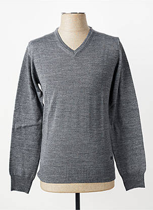 Pull col v manches longues gris IZAC homme