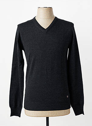 Pull col v manches longues gris fonce IZAC homme