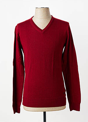 Pull col v manches longues rouge IZAC homme