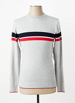 Pull stretch manches longues gris IZAC homme