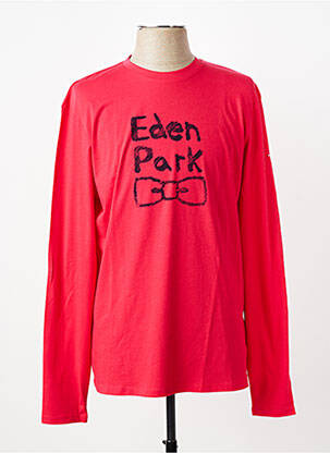 T-shirt coupe cintrée manches longues rouge EDEN PARK homme