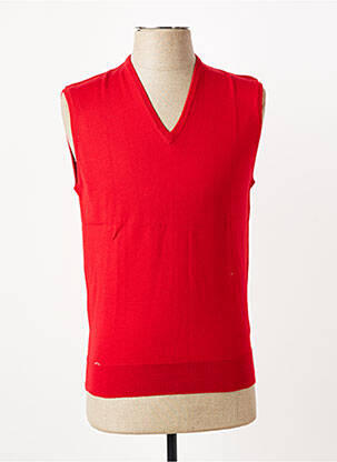 Pull col v sans manche rouge GUY DE BERAC homme