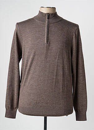 Pull stretch manches longues marron CAVALIERI MILANO homme