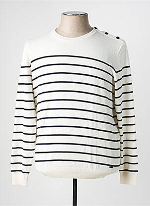Pull stretch manches longues beige IZAC homme