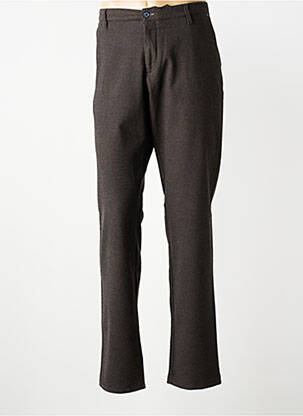 Pantalon droit tissage chiné taille normale marron BRUNO SAINT HILAIRE homme