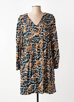Robe mi-longue imprimé fantaisie manches longues noir LOLA ESPELETA femme