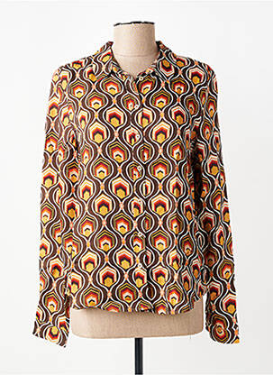 Chemisier imprimé fantaisie manches longues marron FREEMAN T.PORTER femme