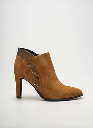 Bottines/boots tissage satiné talon de 7 à 9cm marron MYMA femme
