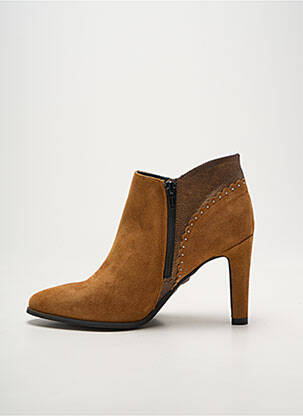 Bottines/boots tissage satiné talon de 7 à 9cm marron MYMA femme