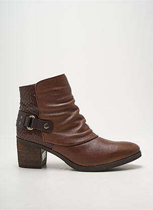 Bottines/boots tissage satiné talon de 4 à 6cm marron PAULA URBAN femme