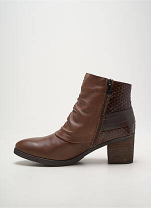 Bottines/boots tissage satiné talon de 4 à 6cm marron PAULA URBAN femme