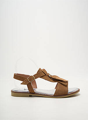 Sandales/nu pieds chiquet talon plat jusqu'à 3cm marron MYMA femme