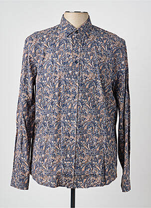 Chemise manches longues coupe cintrée bleu IZAC homme