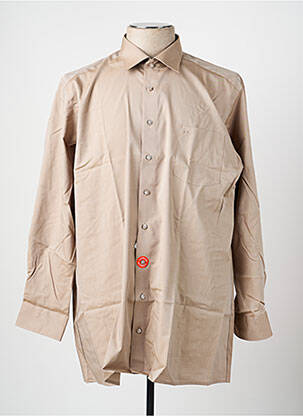 Chemise manches longues coupe droite marron OLYMP homme
