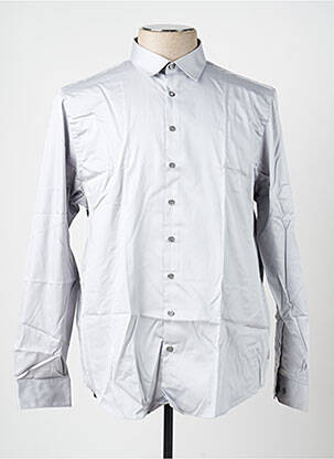 Chemise manches longues coupe cintrée gris IZAC homme