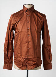 Chemise manches longues coupe cintrée marron IZAC homme