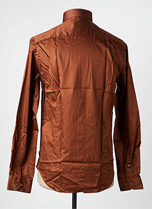 Chemise manches longues coupe cintrée marron IZAC homme