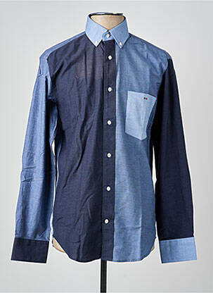 Chemise manches longues coupe droite bleu EDEN PARK homme