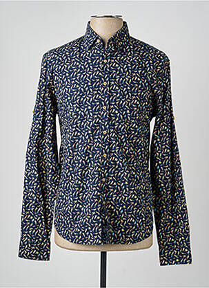 Chemise manches longues imprimé fantaisie bleu IZAC homme