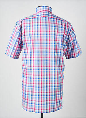 Chemise manches courtes imprimé carreaux bleu OLYMP homme