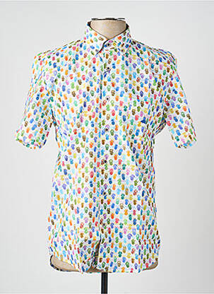 Chemise manches courtes imprimé fantaisie blanc DARIO BELTRAN homme