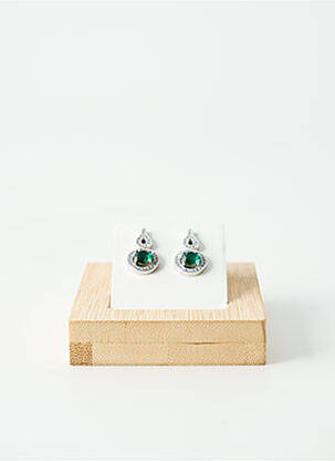 Boucles d’oreilles matériaux argent vert TATA GISELE femme