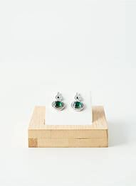 Boucles d’oreilles matériaux argent vert TATA GISELE femme