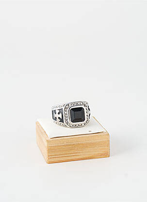 Bague ornement pierre noir TATA GISELE homme