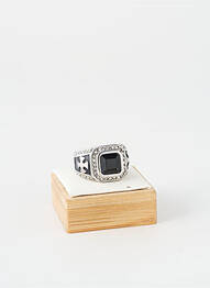 Bague ornement pierre noir TATA GISELE homme