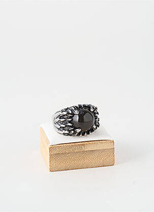 Bague ornement pierre noir TATA GISELE homme