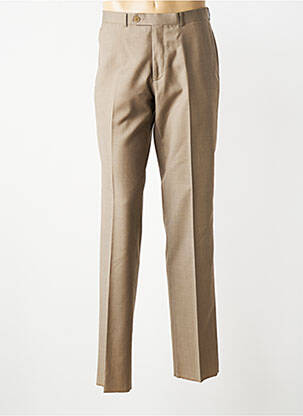 Pantalon droit taille à pinces taille haute beige IZAC femme