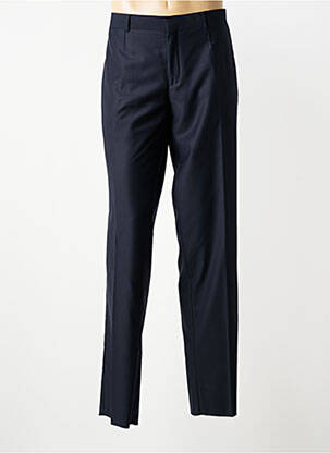 Pantalon droit fermeture zippée sous rabat avec crochet taille normale bleu IZAC homme