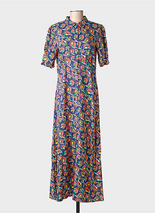 Robe longue manches courtes manches courtes bleu LA FIANCÉE femme