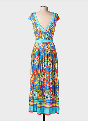 Robe longue manches courtes manches courtes bleu PAUL BRIAL femme