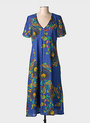 Robe longue manches courtes manches courtes bleu LA FIANCÉE femme