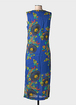Robe longue imprimé fleurs sans manche bleu LA FIANCÉE femme