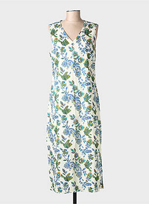 Robe longue imprimé fleurs sans manche bleu LA FIANCÉE femme