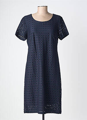 Robe mi-longue fermeture zippée au dos manches courtes bleu BETTY BARCLAY femme