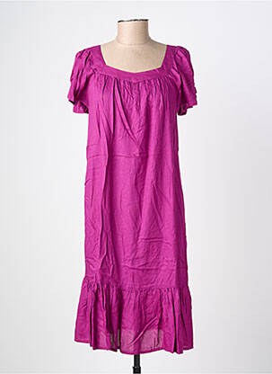 Robe mi-longue manches courtes manches courtes violet LA FIANCÉE femme