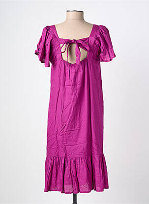 Robe mi-longue manches courtes manches courtes violet LA FIANCÉE femme