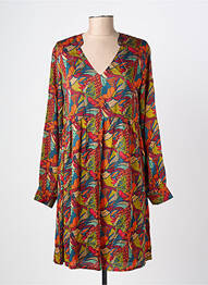 Robe mi-longue imprimé fleurs manches longues rouge LA FIANCÉE femme