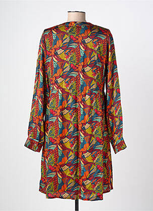 Robe mi-longue imprimé fleurs manches longues rouge LA FIANCÉE femme