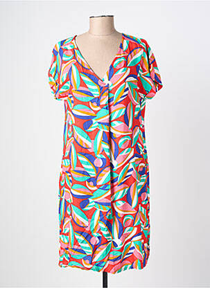 Robe mi-longue imprimé fantaisie manches courtes rouge LA FIANCÉE femme