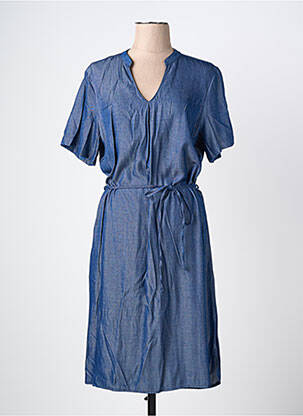 Robe mi-longue manches courtes manches courtes bleu GRIFFON femme