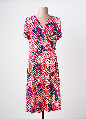 Robe mi-longue imprimé fantaisie manches courtes violet ROBE LEGERE BY VERA MONT femme