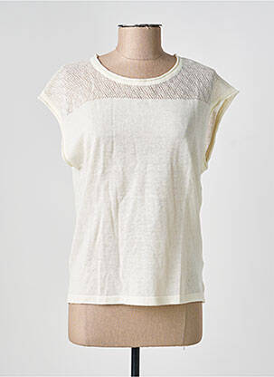 Pull coupe cintrée manches courtes beige LA FIANCÉE femme