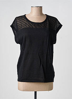 Pull coupe cintrée manches courtes noir LA FIANCÉE femme